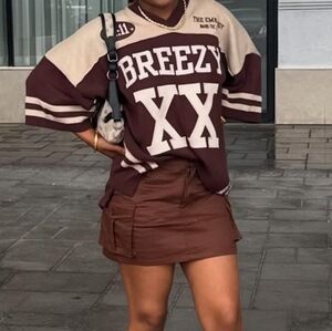 Brown and White Breezy Sweater